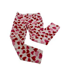 The Children’s Place Girls’ Pants 6X/7 Hearts Print Red White Pink Belt Loops